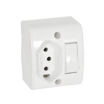 INTERRUPTOR SOBREPOR 1 TECLA SIMPLES 1 TOMADA 2P+T 10A BRANCO 39195