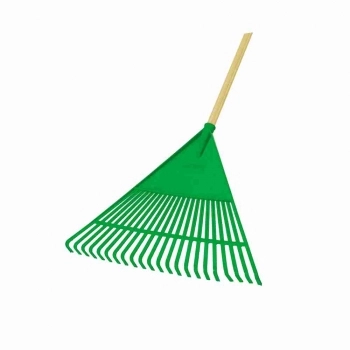 VASSOURA PARA JARDIM PLASTICO VERDE COM CABO 22 DENTES 059