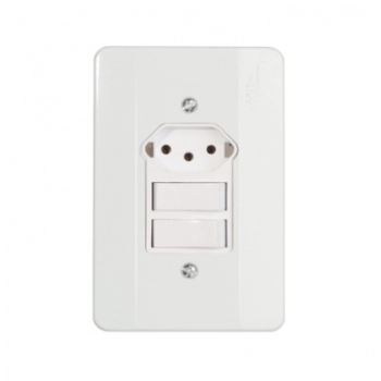 LINHA MILLENIUM INTERRUPTOR 2 TECLAS SIMPLES + TOMADA 10A 39135