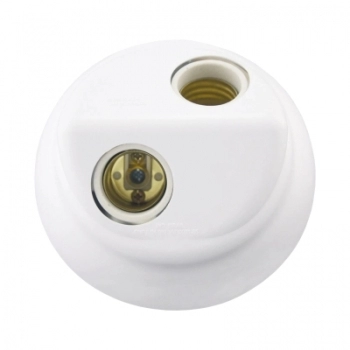 PLAFON PLASTICO REDONDO 2 LAMPADAS COM SOQUETE PORCELANA BCO