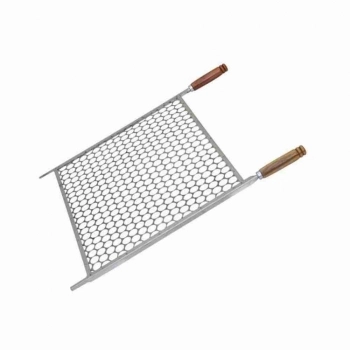 GRELHA ACO INOX TIPO MOEDA 50X50CM