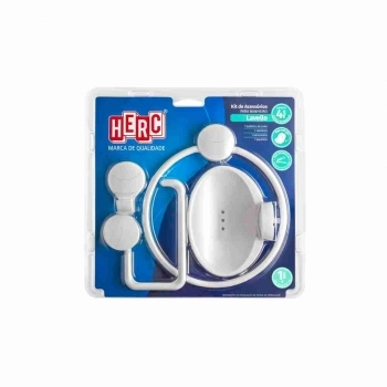 KIT ACESSORIO PARA BANHEIRO BRANCO/CROMADO ABS 5 PCS HERC 4091