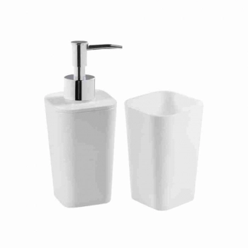 PORTA SABONETE LIQUIDO DE BALCAO + PORTA OBJETOS BRANCO/CROMADO KBB2/2