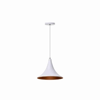 PENDENTE ALUMINIO MODELO CHAPEU CHINES 23X20CM BRANCO/COBRE