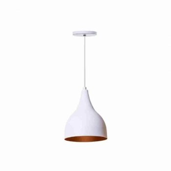 PENDENTE ALUMINIO MODELO GOTA 15,5X19CM BRANCO/COBRE