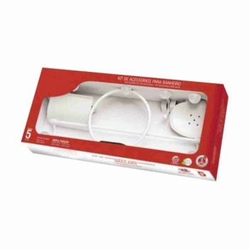KIT ACESSORIO PARA BANHEIRO BRANCO ABS 5 PCS