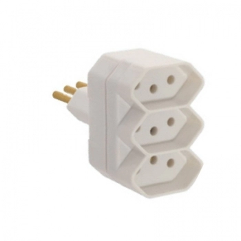 PLUGUE PINO 3 SAIDAS FX 10A CINZA 2P+T