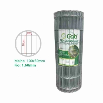 TELA SOLDADA ALAMBRADO MALHA 10X5CM FIO 1,60MM 1,0X25M