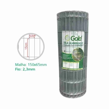 TELA SOLDADA ALAMBRADO MALHA 15X6,5CM FIO 2,30MM 1,00X25M
