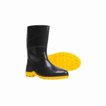 BOTA PVC PRETA COM SOLA AMARELA CANO CURTO N 42