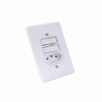 INTERRUPTOR EMBUTIR 2 TECLAS SIMPLES 1 TOMADA POPULAR BRANCO 1807.122