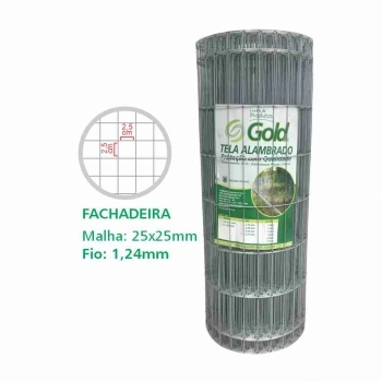TELA SOLDADA FACHADEIRA FAPOL 2,5X2,5CM FIO 1,24MM ROLO 50CMX25M