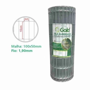 TELA SOLDADA ALAMBRADO MALHA 10X5CM FIO 1,90MM 1,0X25M