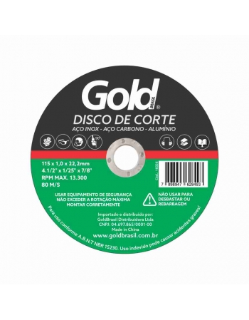 DISCO CORTE ACO INOX CORTE FINO 4.1/2X1.0MM GOLD