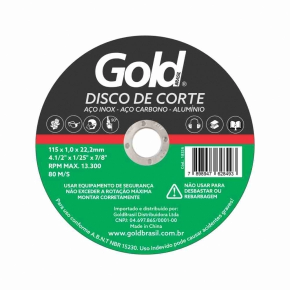 DISCO CORTE ACO INOX CORTE FINO 4.1/2X1.0MM GOLD