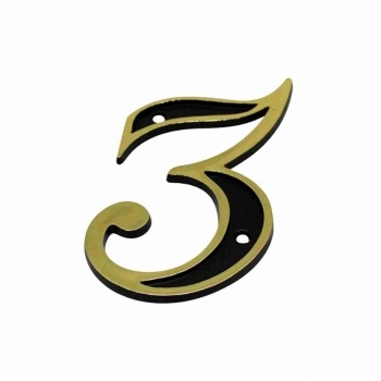 NUMERO RESIDENCIAL PLASTICO DOURADO N 3